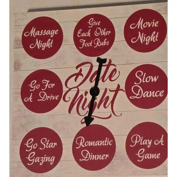 Date Night Game Wooden White and Red Design with Black Plastic Spin Arrow - Picture 1 of 4